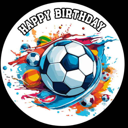 Personalised Cake Topper Edible Pre-cut Football Soccer Sports Cake Topper Premium Icing Wafer or Birthday Poster