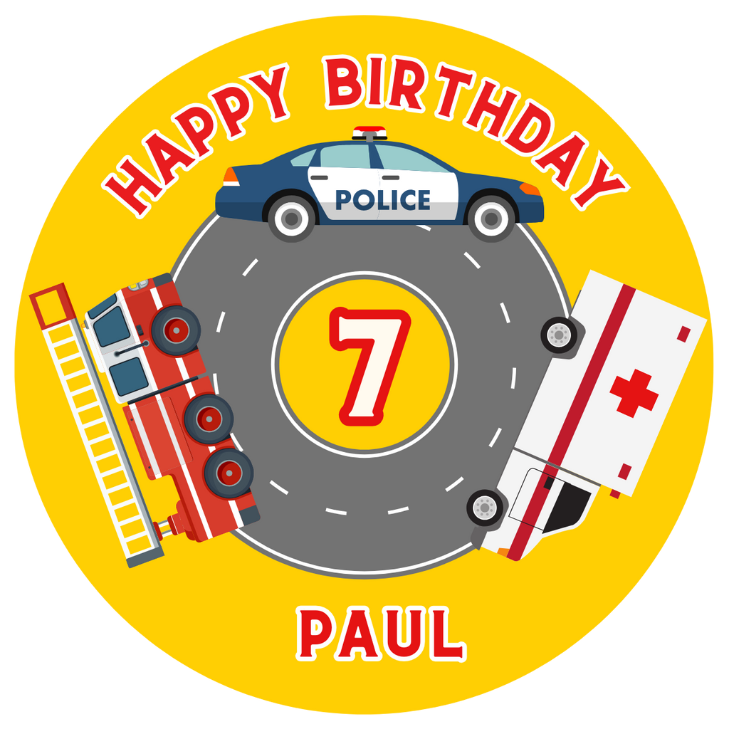 Personalised Cake Topper Edible Pre-cut Emergency Services Police Ambu ...