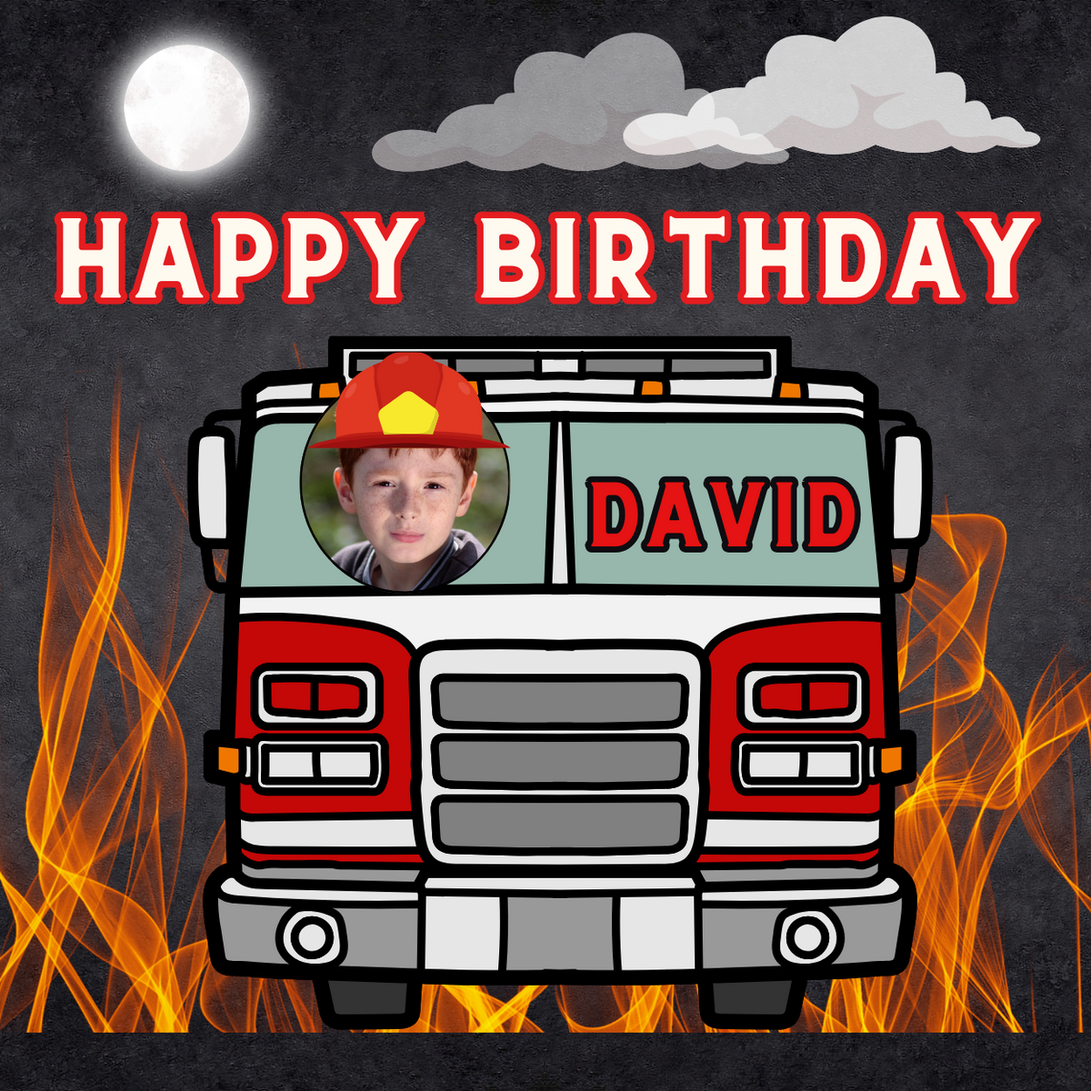 Personalised Cake Topper Edible Pre-cut Fire Fighter Fire Engine Photo Image Topper Premium Icing Wafer or Birthday Poster