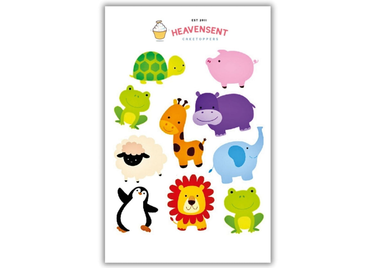 Cartoon zoo animal cake toppers