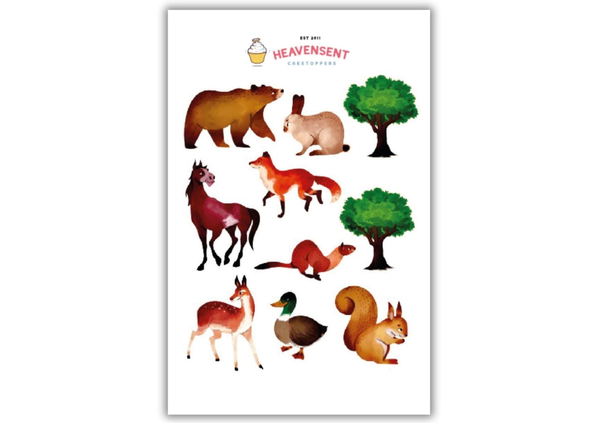 farm woodland animal cake toppers