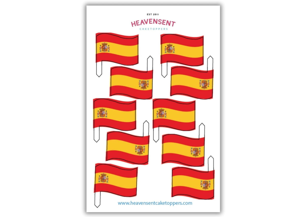 Cake Topper 20x Spain Flags Edible Decorations