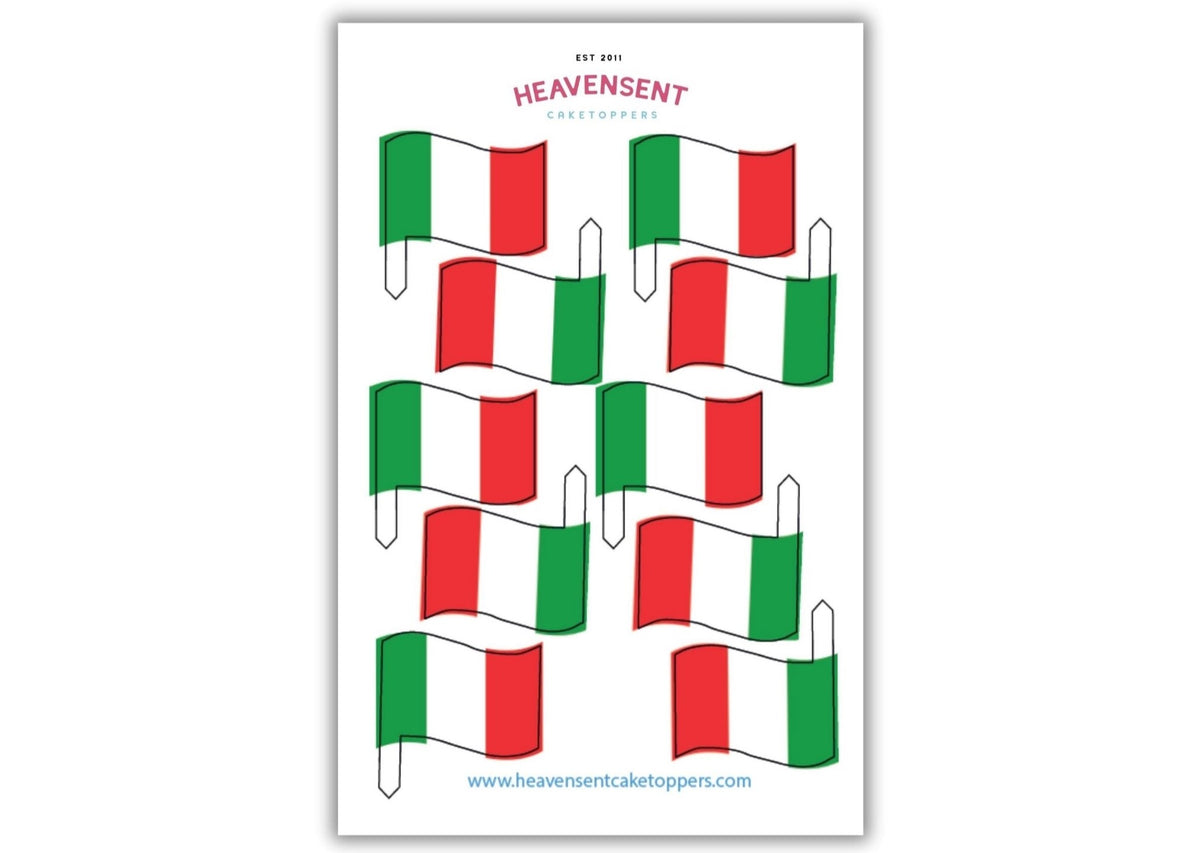 Cake Topper 20x Italy Flags Edible Decorations