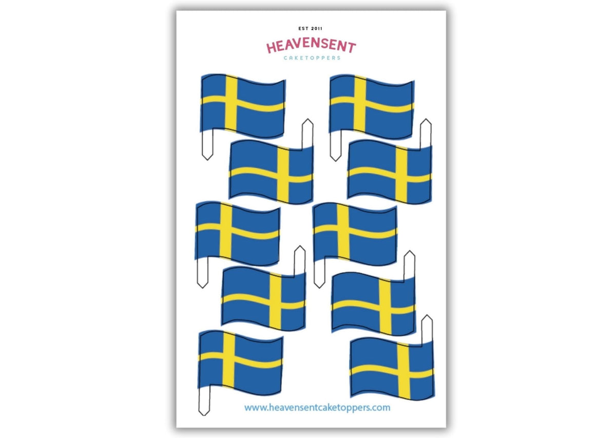 Cake Topper 20x Sweden Flags Edible Decorations