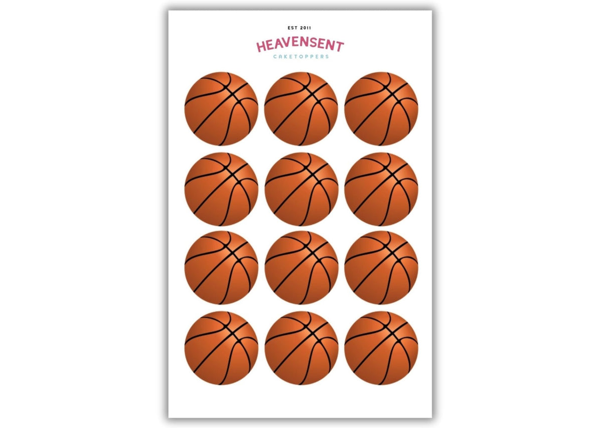 Cake Topper 24x Basketballs Edible Decorations