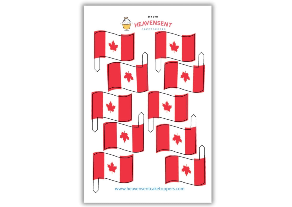 Cake Topper 20x Canada Flags Edible Decorations