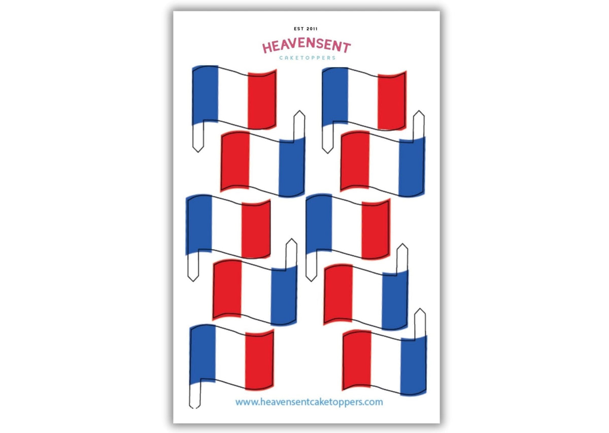 Cake Topper 20x France Flags Edible Decorations