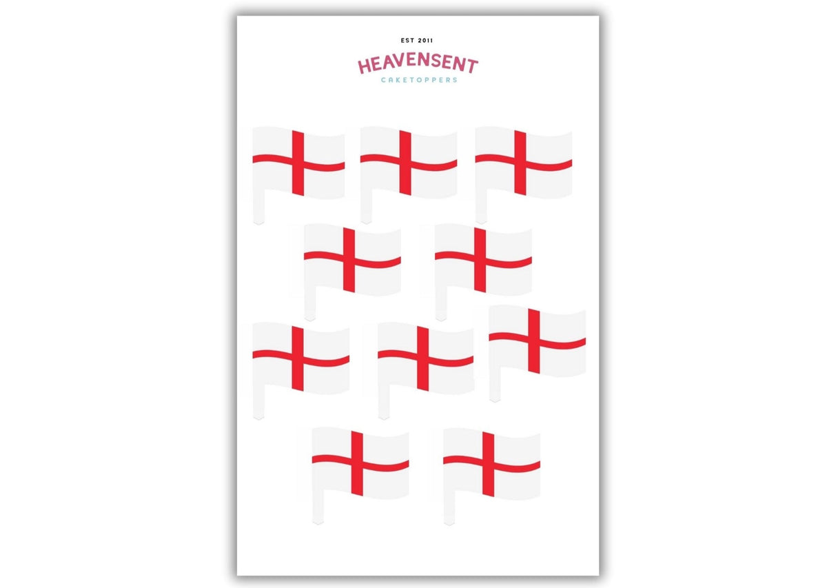 Cake Topper 20x England Flags Edible Decorations