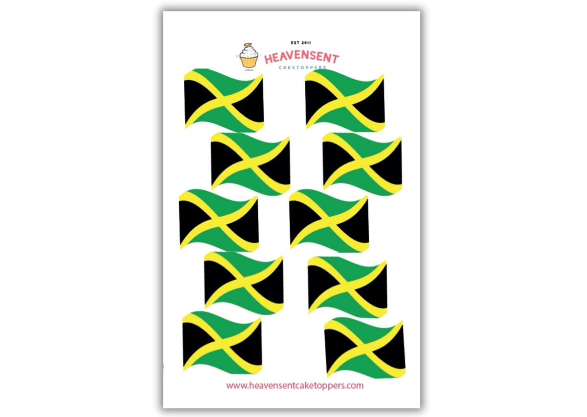 Cake Topper 20x Jamaica Flags Edible Decorations