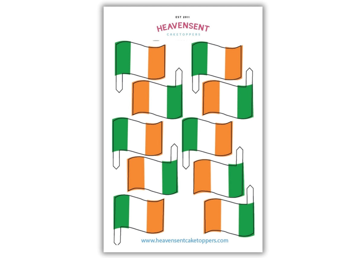 Cake Topper 20x Ireland Flags Edible Decorations