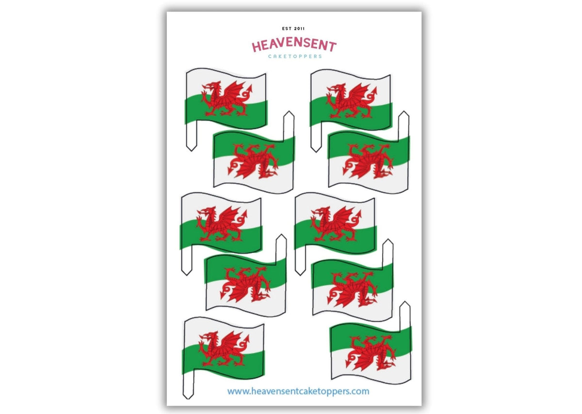 Cake Topper 20x Wales Flags Edible Decorations