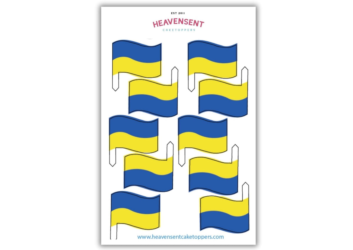 Cake Topper 20x Ukraine Flags Edible Decorations