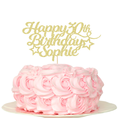 Personalised glitter cake toppers