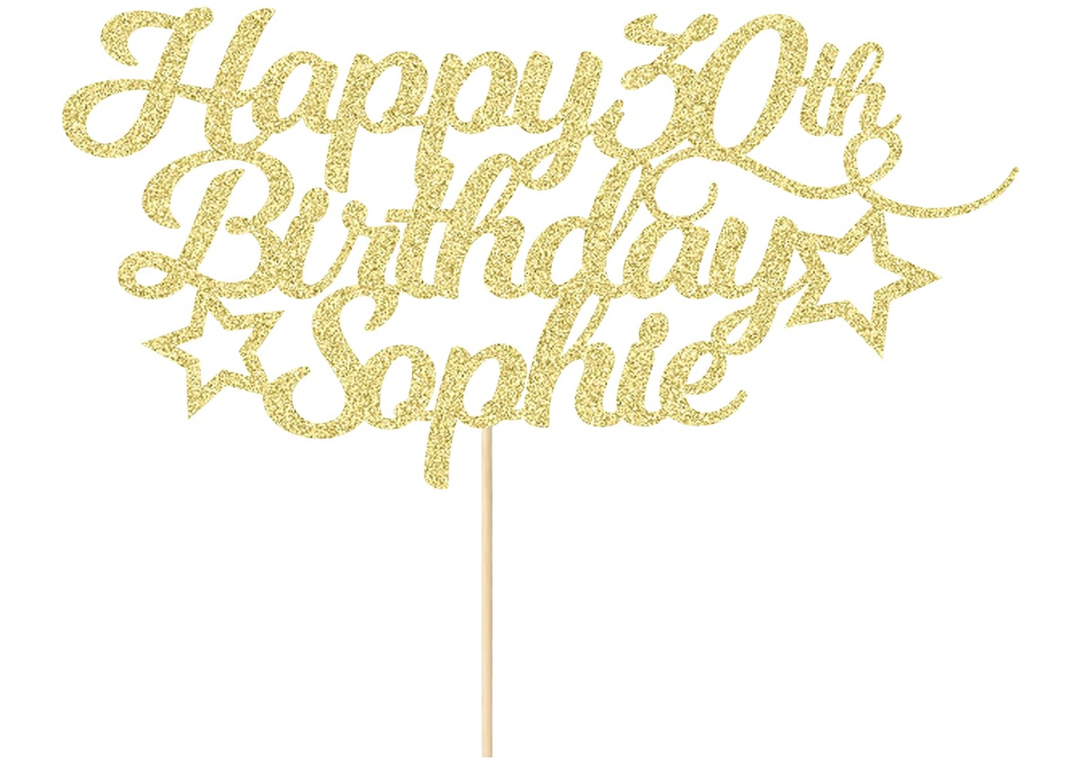 Personalised Glitter Card Cake Topper Decoration Non-Edible