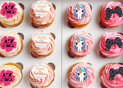 Edible pre-cut cupcake toppers